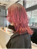 ローズピンク_ネオウルフ外ハネボブアッシュブラウン_ba275672