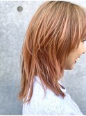 オレンジベージュ×ウルフヘア【JUN】
