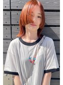 【心斎橋 hen】オレンジ　デザインカラー　切りっぱなしボブ