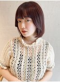 顔周りカット×ボブ×暖色×ショコラカラー×10代20代30代