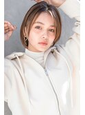 ボブ#小顔黒髪クラゲヘアーオリーブグレーココアベージュ
