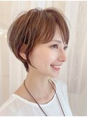 大人可愛い30代40代小顔丸みショート