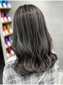 レイヤーカット細めハイライト白髪ぼかし海外レイヤー東京銀座