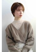 ショートボブくびれヘアアプリコットオレンジ20代30代40代50代