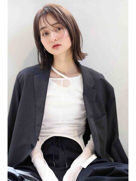 ムウ 難波(MOU) ボブクールショート前髪イメチェンピンクベージュ30代40代50代