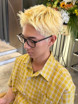 ユイマァルスロウ 岡山(YUIMARLSLOW) 岡山20代30代★メンズサロン★ブリーチダブルカラー★金髪カラー