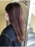 ハイライト/バレイヤージュ/ピンクベージュ