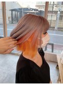 ホワイトベージュ×インナーオレンジ