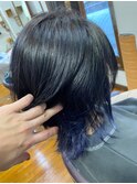 レイヤーボブミディアムウルフ×鮮やか寒色系インナーカラー