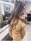 梅田ハイライト梅田バレイヤージュ梅田ミルクティーベージュ