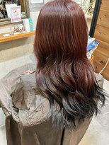 ポルコ(porco.)&nbsp;最新狐カラー裾カラーワインレッドロング[porco.]