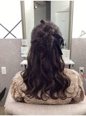 お団子ハーフアップ