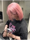 9480ミルクティーピンクハイトーンカラー韓国艶髪レイヤーボブ