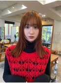 ミディアム　姫カットレイヤー　くすみベージュ　ブリーチなし