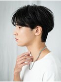 ビジネス重めブラッククロップ短髪フェザーマッシュG上尾