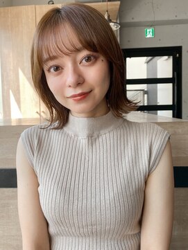 エトラ 渋谷店(etora) 前髪 外ハネボブ くびれヘア  アプリコットオレンジ"