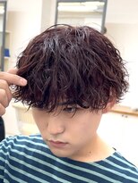 リンダ(LYNDA)&nbsp;波巻きツイストスパイラル/ワインレッド/ラウンドマッシュウルフ