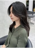 かきあげ前髪 かきあげロング 長めバング レイヤーカット 暗髪