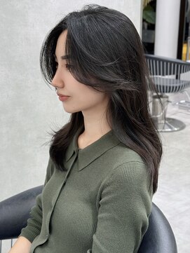 シティ(CITY) かきあげ前髪 かきあげロング 長めバング レイヤーカット 暗髪