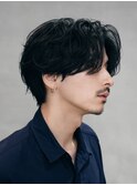 原宿シャドウパーマ大人メンズカットセンターパート30代