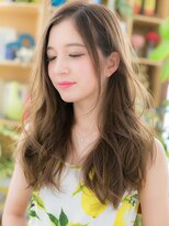 カバーヘア ブリス 上尾西口店(COVER HAIR bliss) ヘーゼルブラウン小顔波巻きロングレイヤーc7上尾20代30代40代