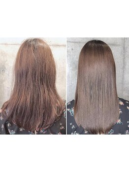 《髪質改善水素トリートメント》で、クセやうねりによる広がりを改善◎ダメージを補修し色持ちもUP！