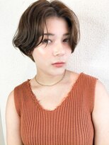 ビーチ(BEACH) 前髪なしショートレイヤーボブミルクブラウンナチュラル縮毛矯正
