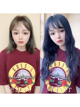 あるじゃんすー 梅田店 ネイビーブルージュ#シールエクステ#大人ダークカラー#黒髪#梅田