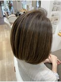 30代40代ショートボブミニボブレイヤー前髪なし丸みボブ黒髪暗髪