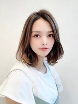 大人ミディアム透明感ボブブルーグレージュ20代30代40代銀座