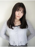 ミディアムロング顔周りレイヤーおくれ毛前髪万代新潟