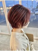 30代40代50代ミセスショートボブ白髪ぼかしハイライトピンク