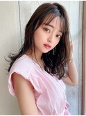 アフロートeri　ナチュラルセミロング　小顔レイヤー　流し前髪