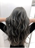 デザインカラーレイヤーカットウェットヘアオリーブベージュ