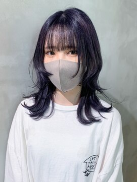 アルバム 池袋(ALBUM) ミディアムウルフ_グレージュカラーボブウルフ_ba419351