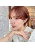 透明感暖色カラー×束感ショート×小顔矯正立体カット