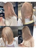 前髪/マチルダボブ/ピンクベージュ/インナーグレージュ/栄
