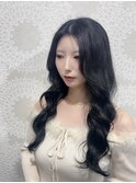 暗髪/黒髪スタイル/韓国ヘア/巻き髪/韓国風