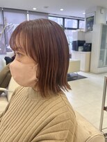 プランタン フォー ヘアー(printemps FOR HAIR) 外ハネBOB×切りっぱなし×ピンクベージュ