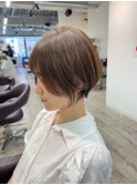 大人ショートボブ丸みショートカットマッシュショート前髪あり