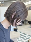 外ハネボブナチュラル栄矢場町大人可愛い韓国ボブ透明感カラー
