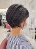大人可愛い20代30代40代黒髪前下がりショートボブ丸みショート◎