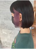 《Jillankh姫路駅前》インナーカラー ボブ パープル ブリーチ