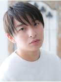 20代30代斜めバング清潔感アースカラーメンズカットT上尾