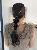 結婚式ヘア二次会ヘア編みおろしカチモリシニヨン岡山ヘアセット