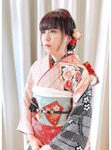 二十歳の集い成人式和装ヘアアレンジヘアセット＊ウルフボブ
