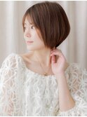 美髪艶感ストレート大人美人小顔丸みショートボブZ戸頭30代40代