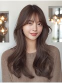前髪カット大人ガーリーロング韓国ヘア_kiki0001