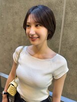 マイラ 銀座(myla) 小顔ナチュラルショートレイヤーボブリーチなしミルクブラウン