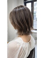 髪質改善Lino hair/縮毛矯正/白髪ぼかし/ハイライト/メンズカット【リノヘア】 外ハネボブレイヤー×ハイライト/くびれボブ/ミルクティベージュ